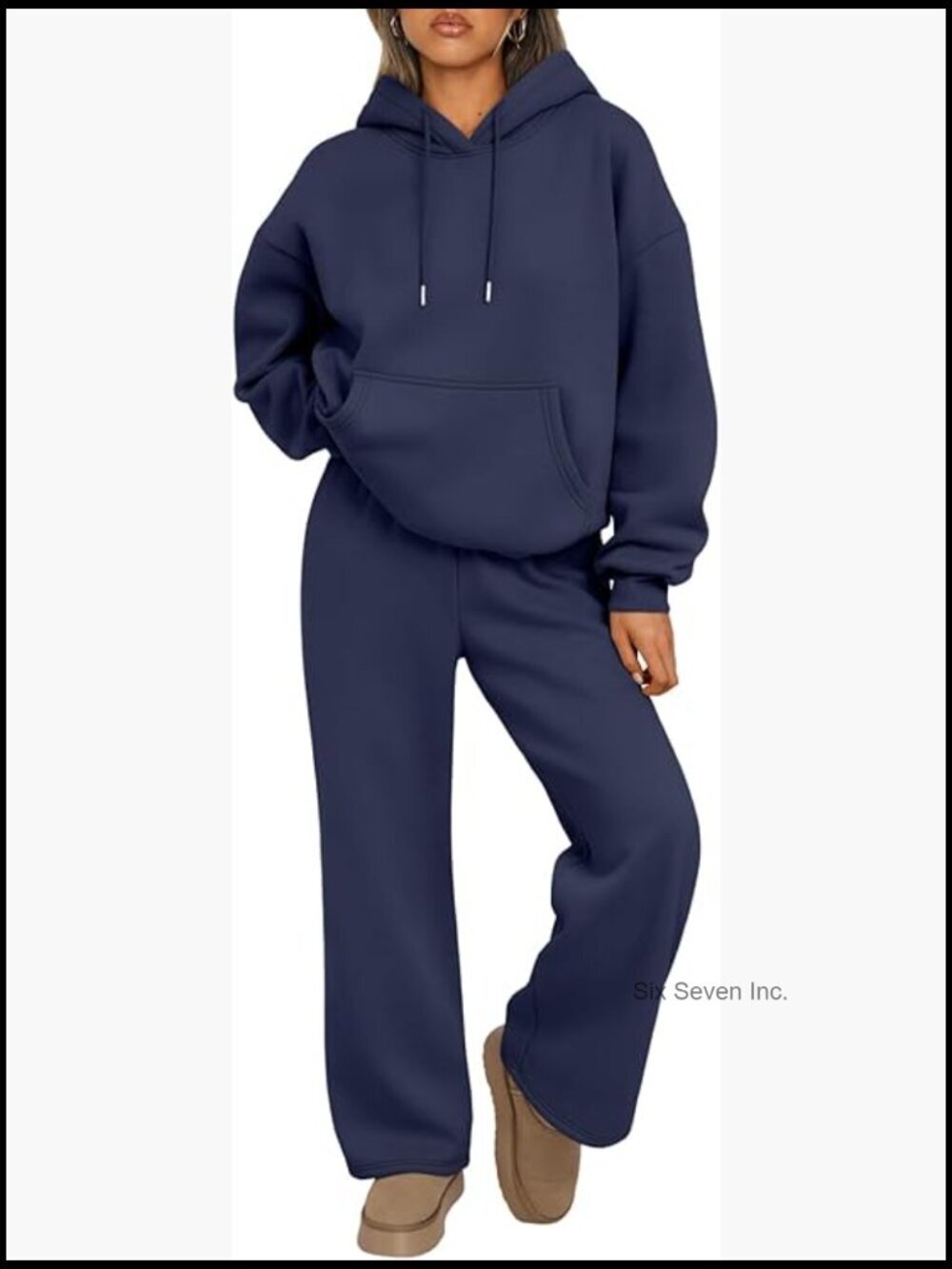 Oversized 2 Piece Sweatsuit Lounge Set with Wide Leg Pants